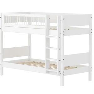 Bunk Bed 154 cm with Ladder and Safety Rail, 90x200 cm, WHITE, Crossbars