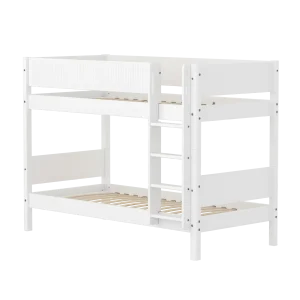 Bunk Bed 154 cm with Ladder and Safety Rail, 90x200 cm, WHITE, Grooves
