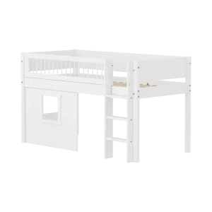High Bed 120 cm with Treehouse, 90x200 cm, White