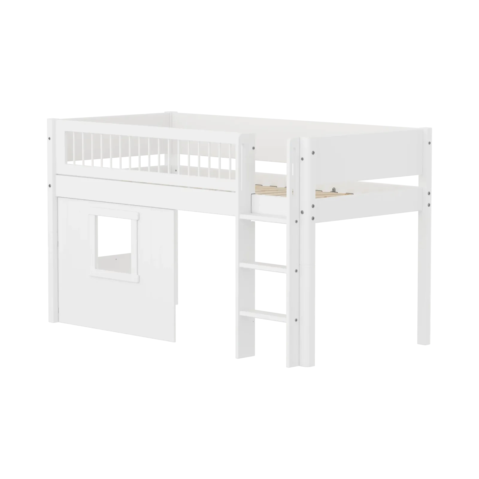 High Bed 120 cm with Treehouse, 90x200 cm, White