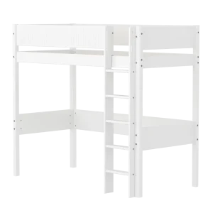 High Bed 184 cm with Ladder and Safety Rail, 90x200 cm, WHITE