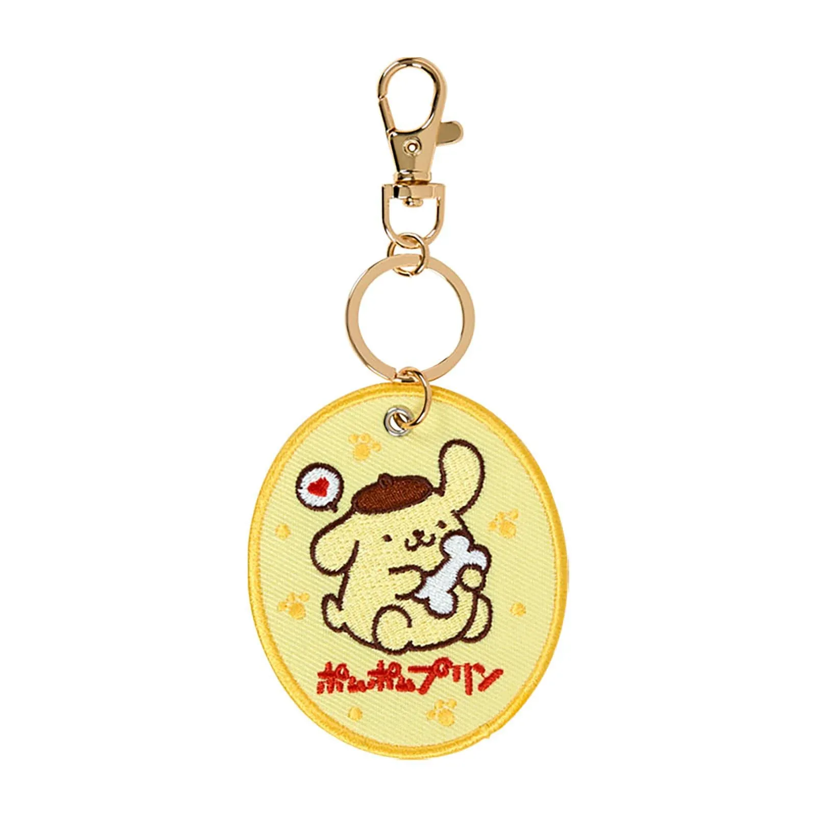 Sanrio Pompompurin Embroidered Patch Keychain Polyester Steel Edition 1