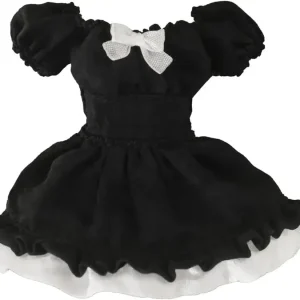 Snail Shell Black Puff Sleeve Doll Dress, Premium Fabric Finish