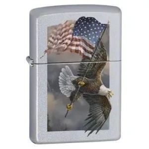 Zippo Lighter - Old Glory at Half Dome V2 Satin Chrome