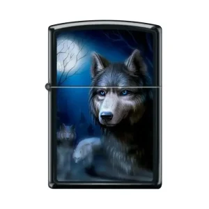 Zippo Lighter - Pack of Wolves Black Matte