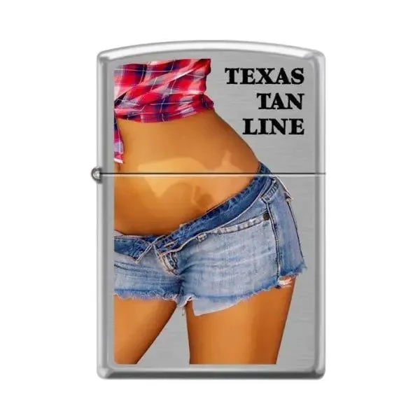Zippo Lighter - Texas Tan Line Brushed Chrome